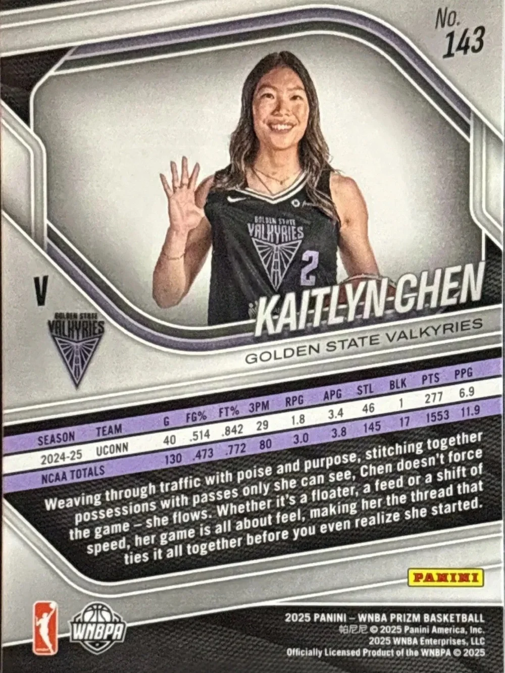 Panini Kaitlyn Chen Prizm Rookie Card